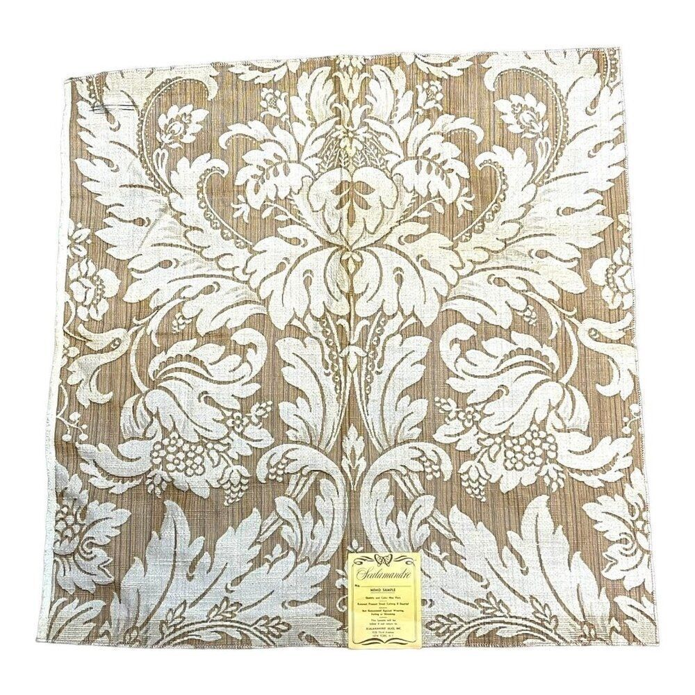 Vintage Italian Scalamandre Silk Damask Fleur De Lis Room Sample/ Fabric 25"x 26